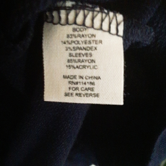 *ANTHROPOLOGY NAVY BLUE PLAID 3/4 SLEEVE BLOUSE TOP T-SHIRT PULL OVER NWT SM - Picture 6 of 7